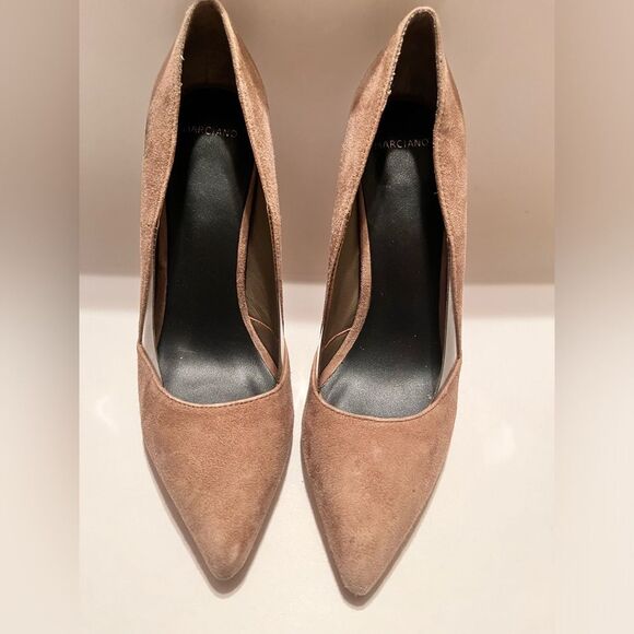 Marciano Suede Taupe Stiletto Heels with Pointed Toe Euro 38/US 8 - Picture 2 of 4